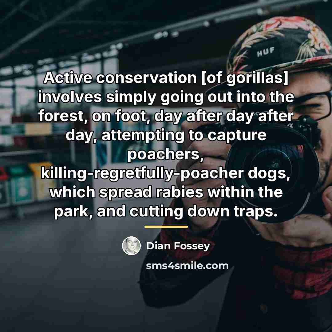 “Active conservation [of gorillas] involves simply going out into the…” quote by Dian Fossey