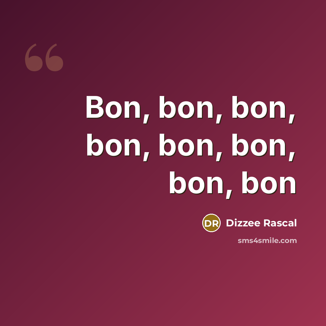“Bon, bon, bon, bon, bon, bon, bon, bon…” quote by Dizzee Rascal
