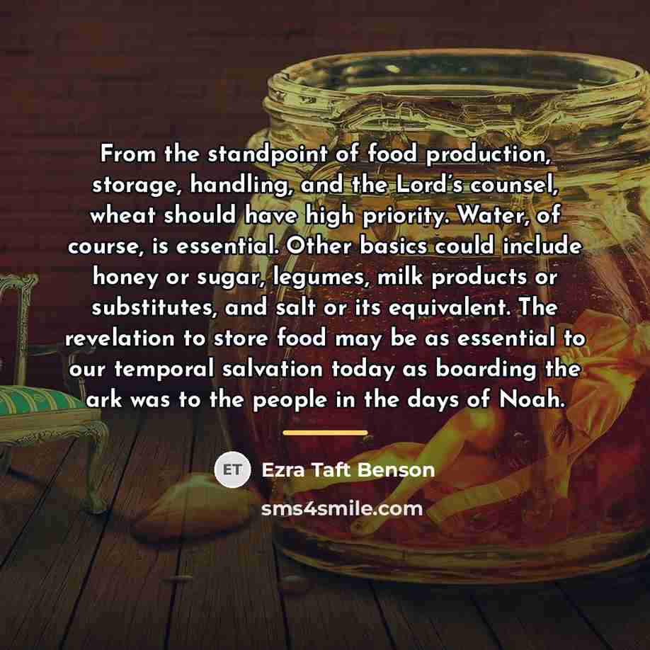 “From the standpoint of food production, storage, handling, and the…” quote by Ezra Taft Benson