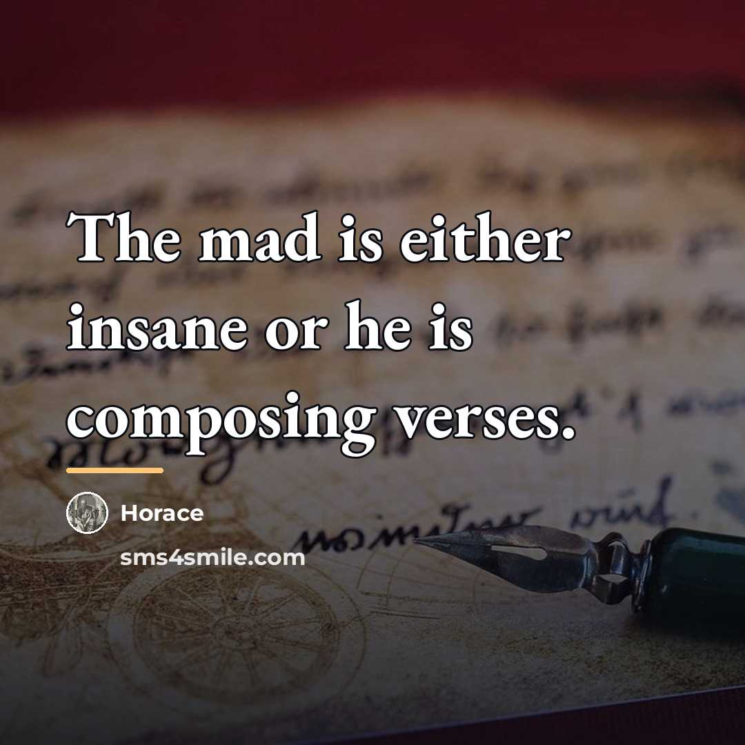 “The mad is either insane or he is composing verses.…” quote by Horace
