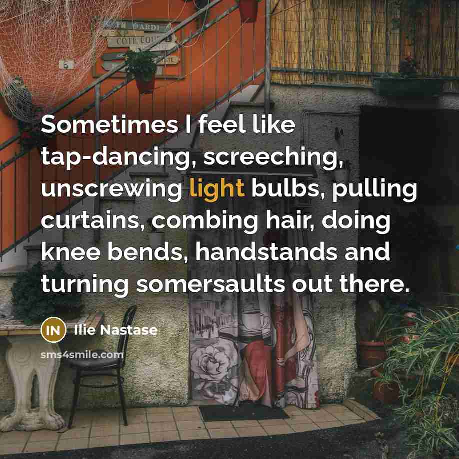 “Sometimes I feel like tap-dancing, screeching, unscrewing light bulbs, pulling…” quote by Ilie Nastase