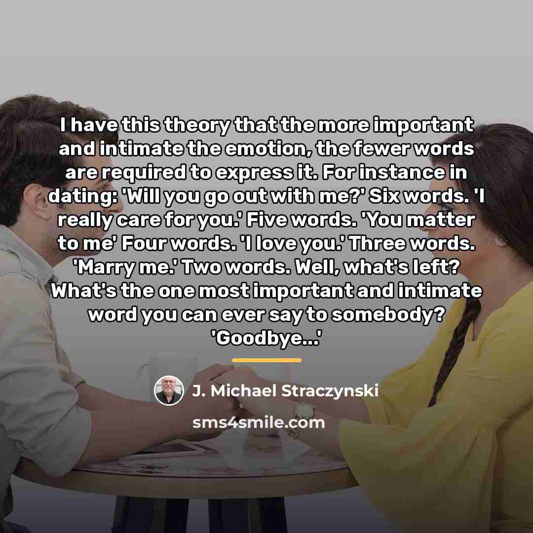 “I have this theory that the more important and intimate…” quote by J. Michael Straczynski