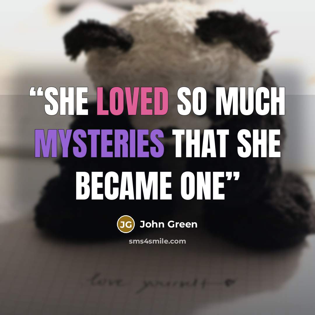 “She loved so much mysteries that she became one” quote by John Green