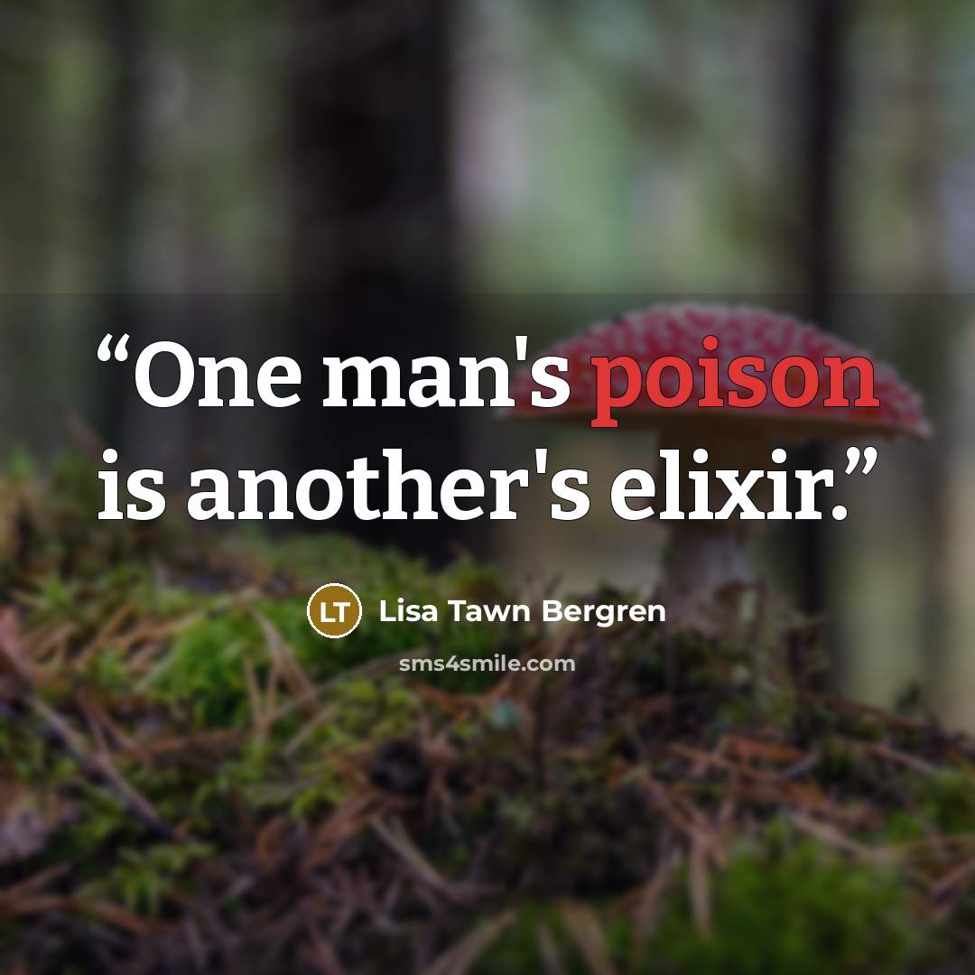“One man's poison is another's elixir.” quote by Lisa Tawn Bergren