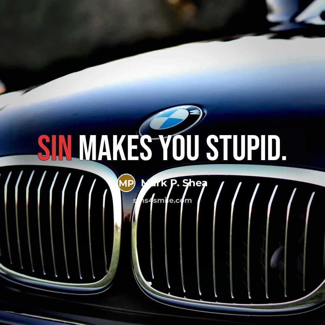 “Sin makes you stupid.” quote by Mark P. Shea