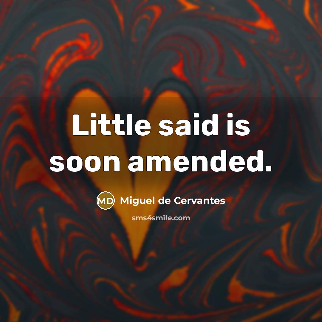 “Little said is soon amended.…” quote by Miguel de Cervantes