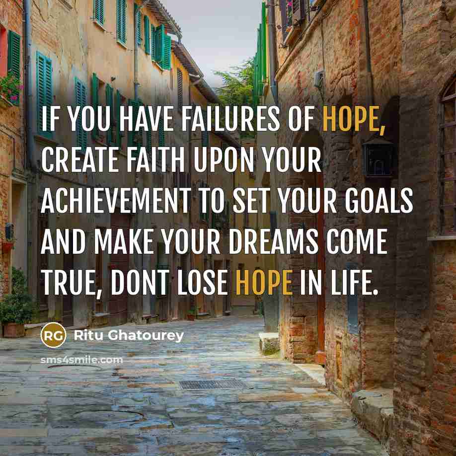 “If you have failures of hope, create faith upon your…” quote by Ritu Ghatourey