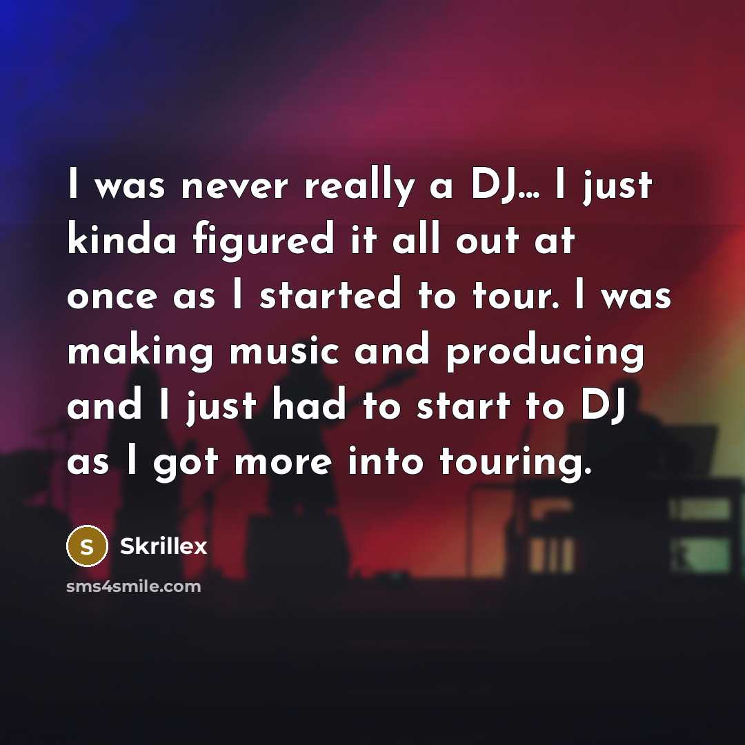 “I was never really a DJ... I just kinda figured…” quote by Skrillex