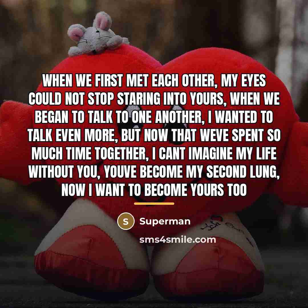“When we first met each other, my eyes could not…” quote by Superman