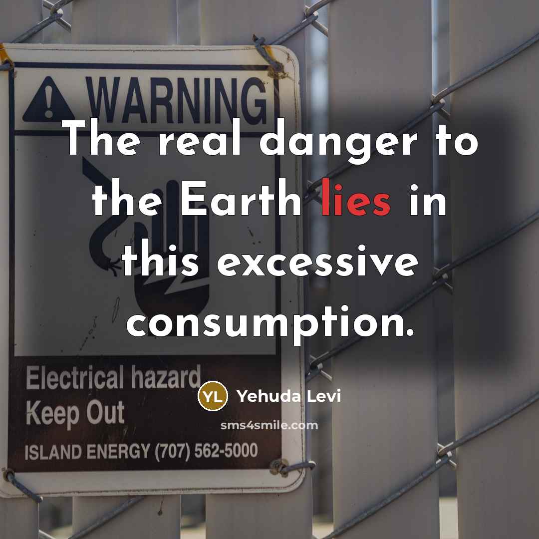 “The real danger to the Earth lies in this excessive…” quote by Yehuda Levi