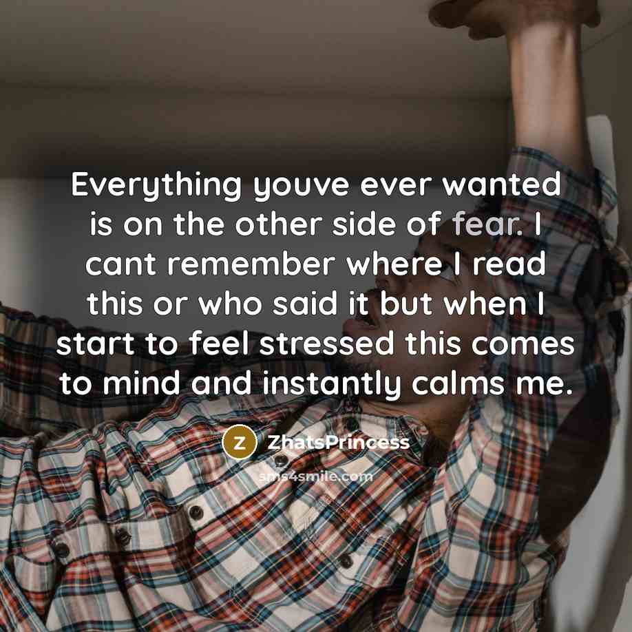 “Everything youve ever wanted is on the other side of…” quote by ZhatsPrincess