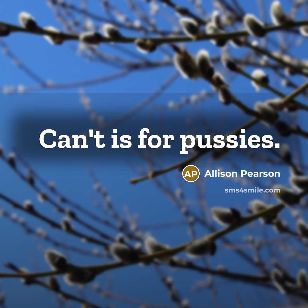 “Can't is for pussies.…” quote by Allison Pearson
