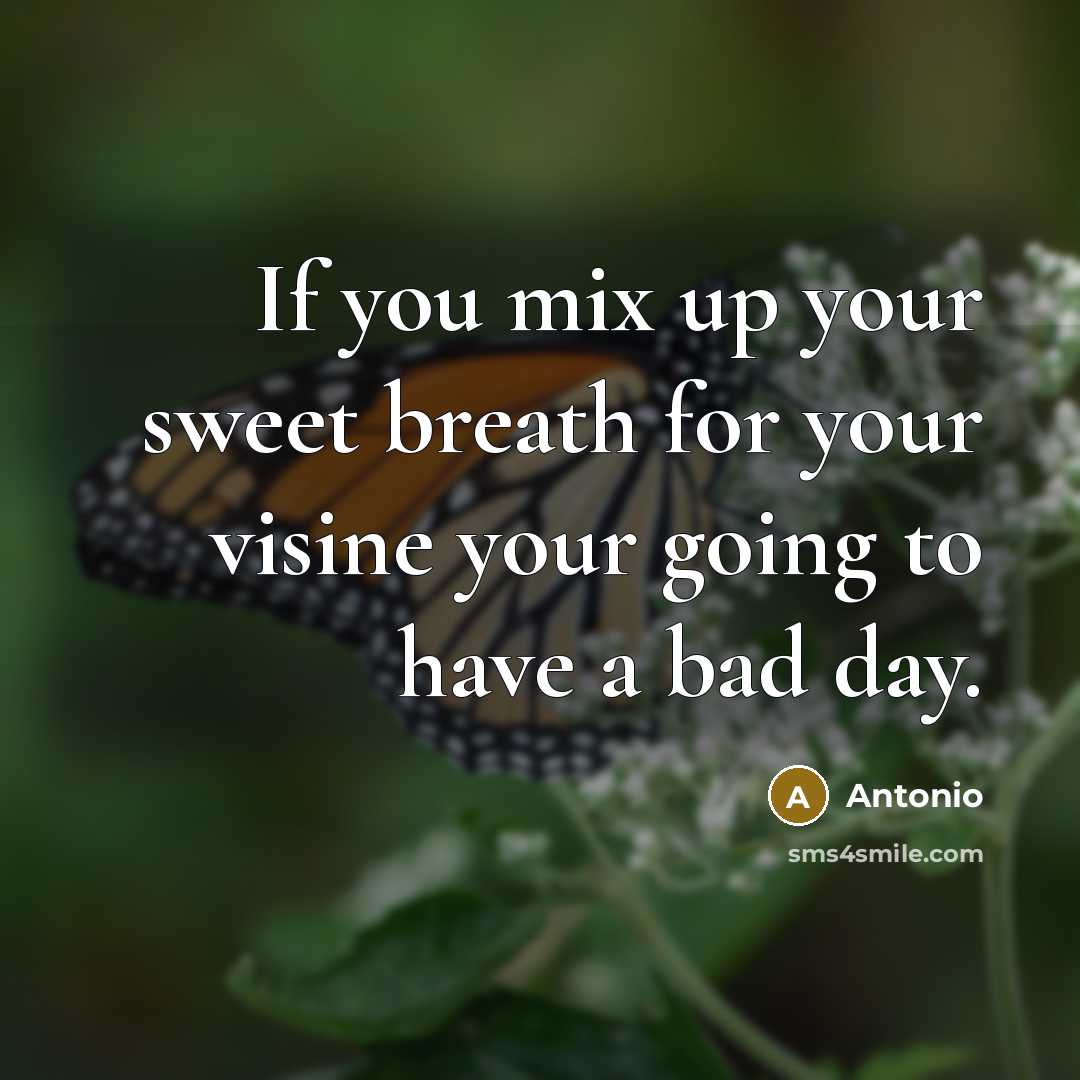 “If you mix up your sweet breath for your visine…” quote by Antonio