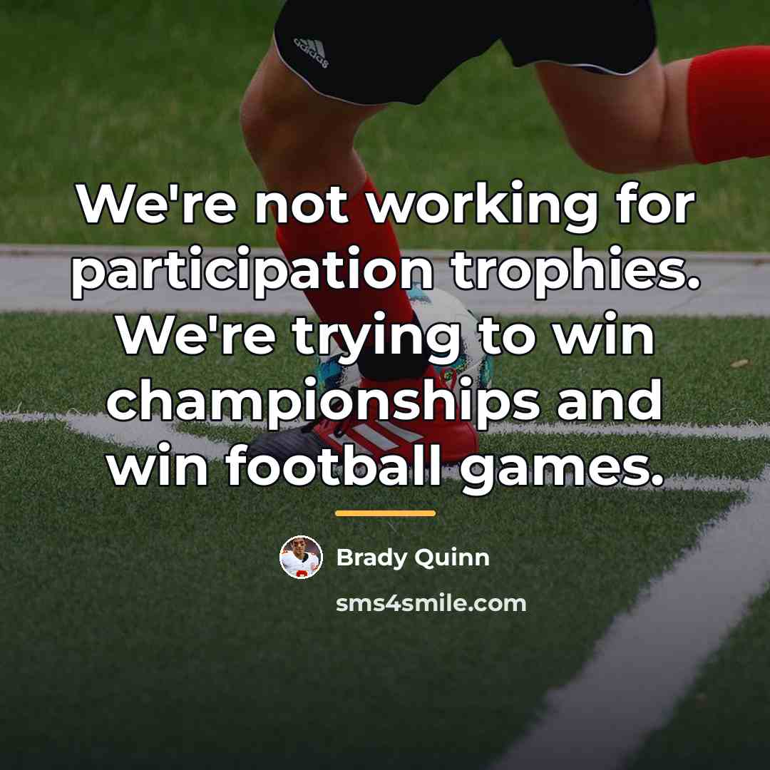 “We're not working for participation trophies. We're trying to win…” quote by Brady Quinn