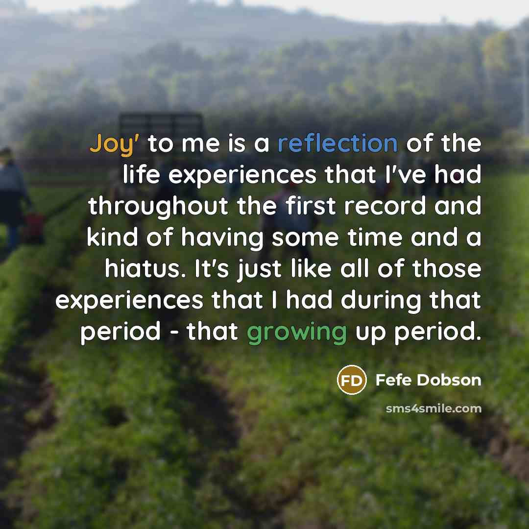 “Joy' to me is a reflection of the life experiences…” quote by Fefe Dobson