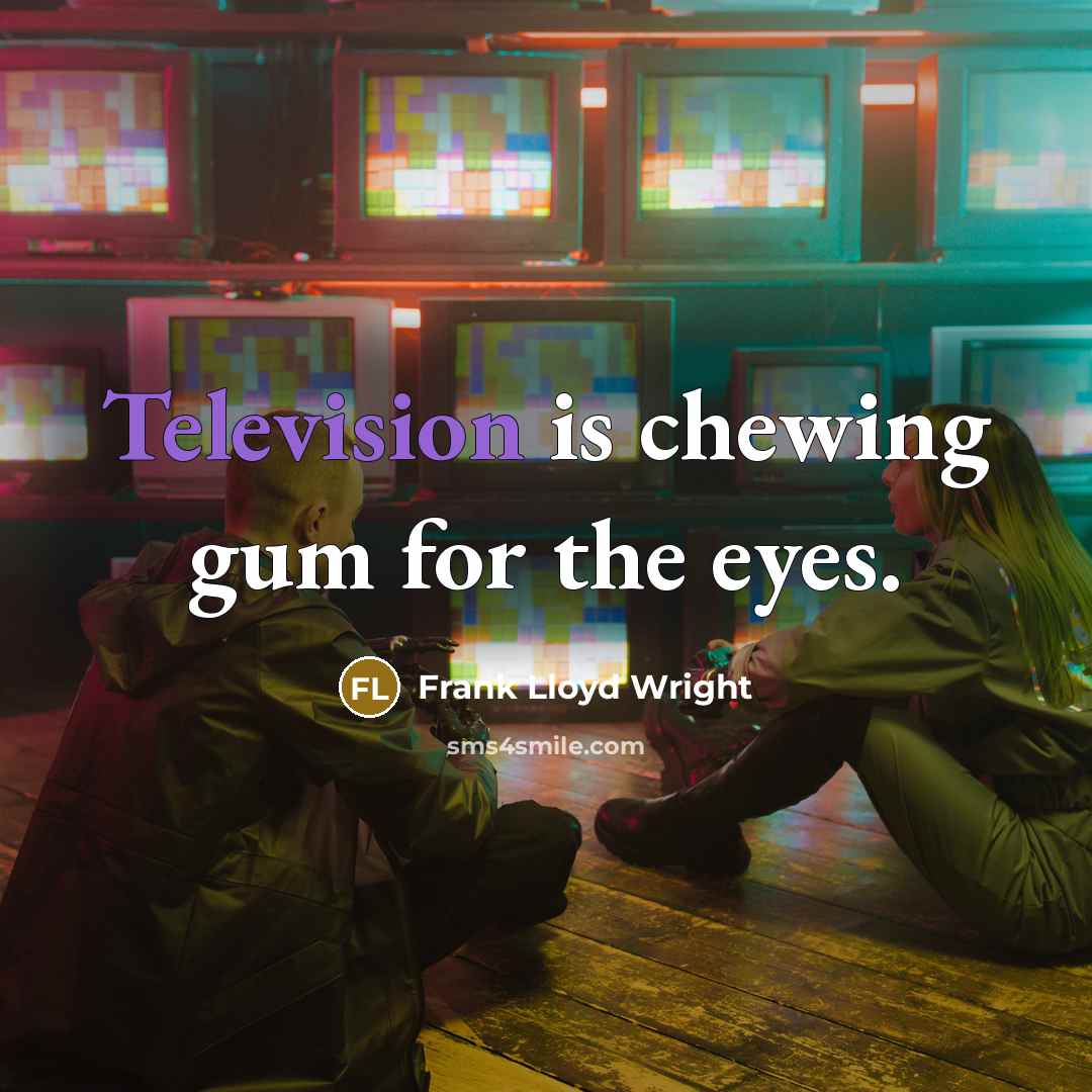 “Television is chewing gum for the eyes.” quote by Frank Lloyd Wright