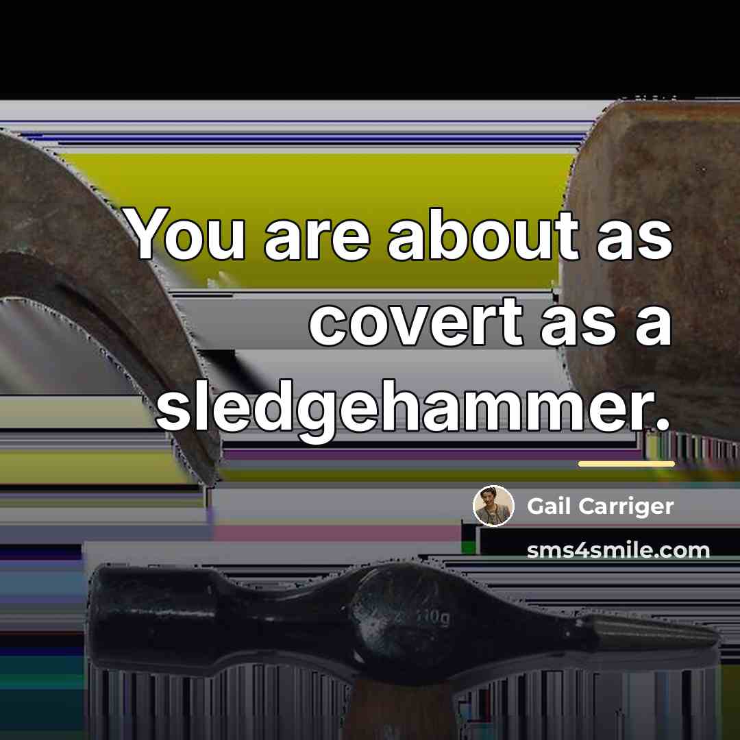 “You are about as covert as a sledgehammer.…” quote by Gail Carriger