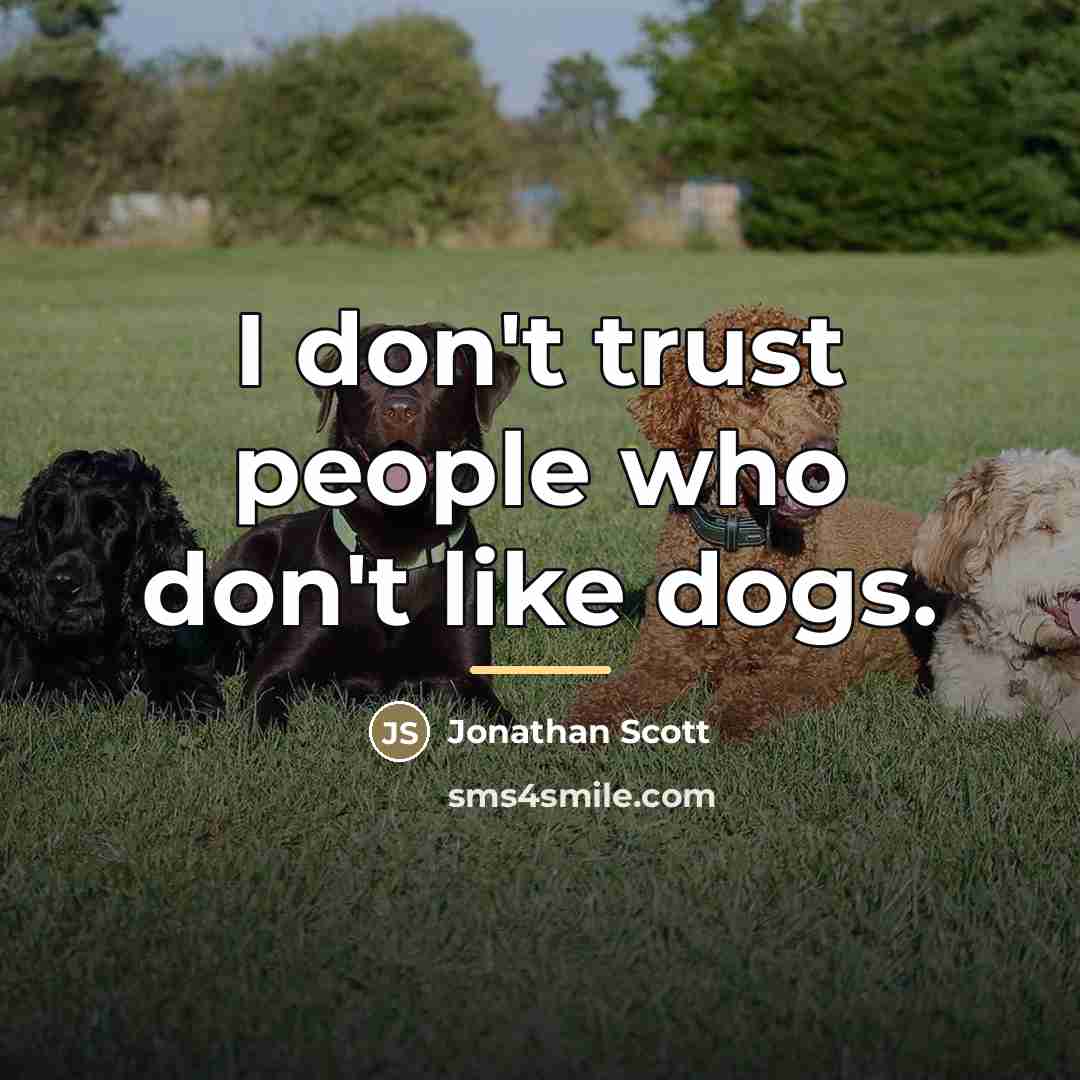 “I don't trust people who don't like dogs.…” quote by Jonathan Scott