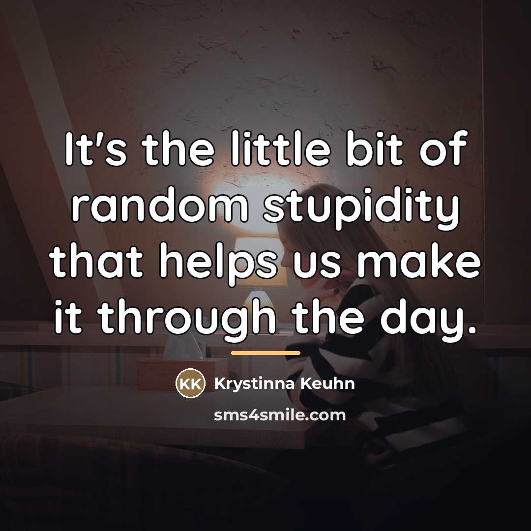 “It's the little bit of random stupidity that helps us…” quote by Krystinna Keuhn