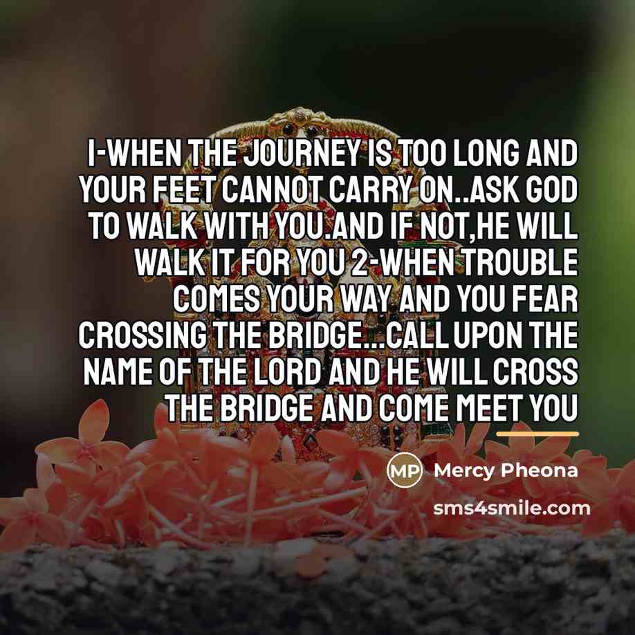 “1-when the journey is too long and your feet cannot…” quote by Mercy Pheona