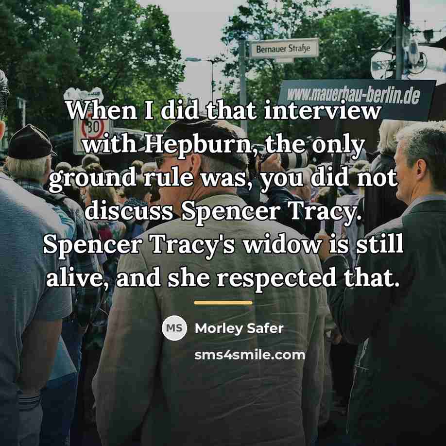 “When I did that interview with Hepburn, the only ground…” quote by Morley Safer