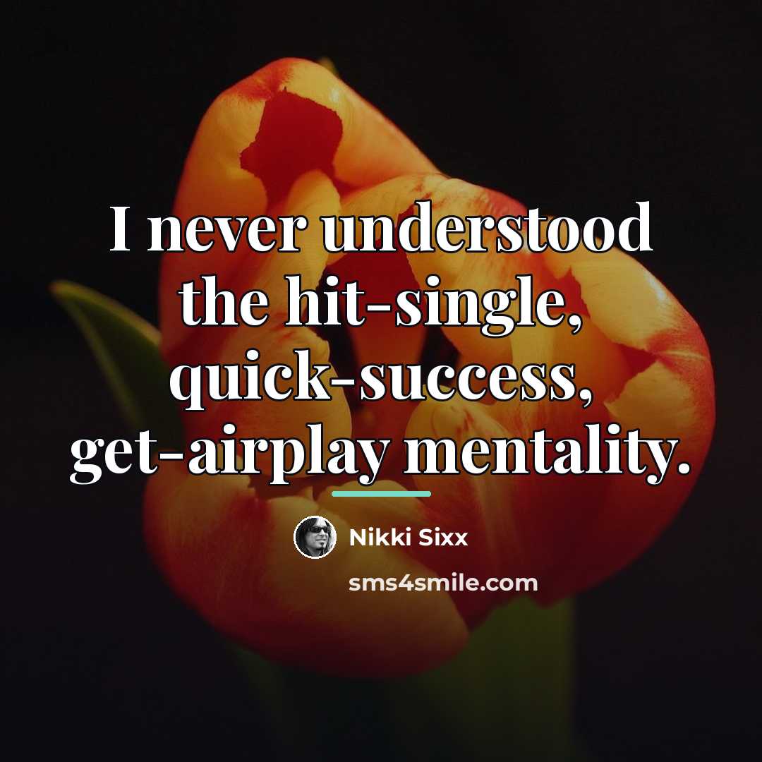 “I never understood the hit-single, quick-success, get-airplay mentality.…” quote by Nikki Sixx