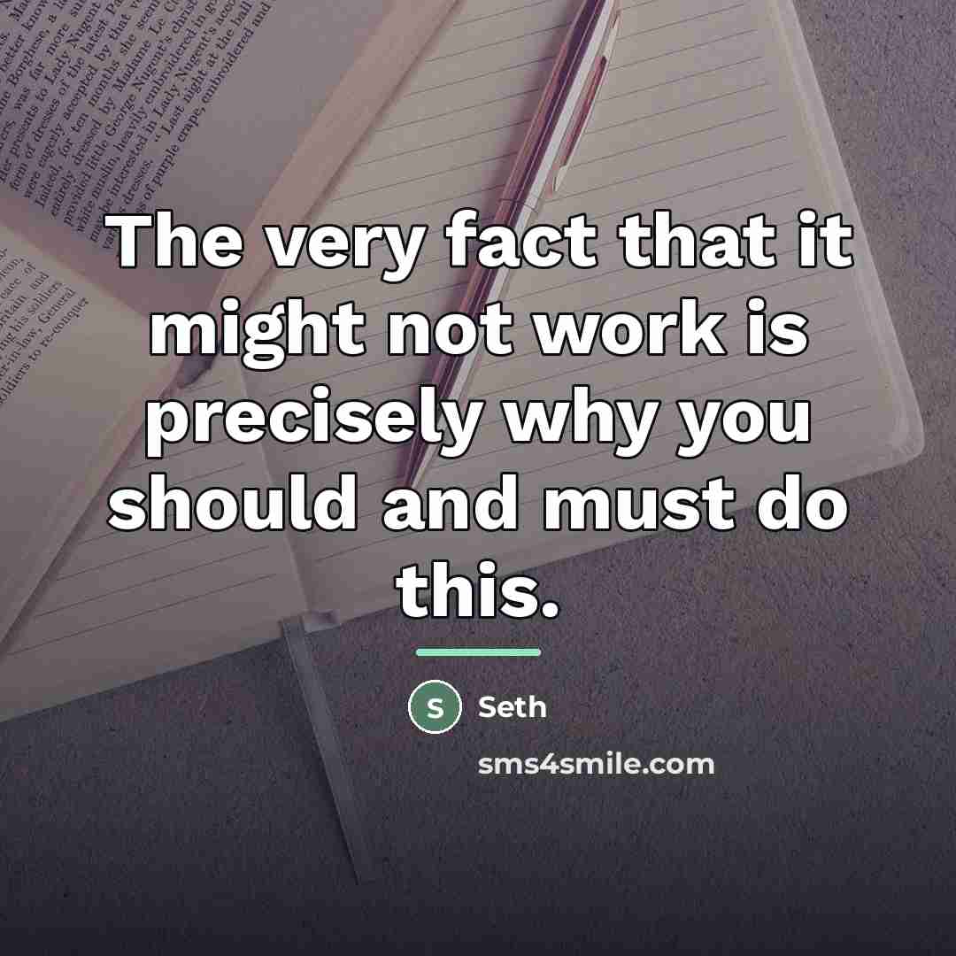 “The very fact that it might not work is precisely…” quote by Seth