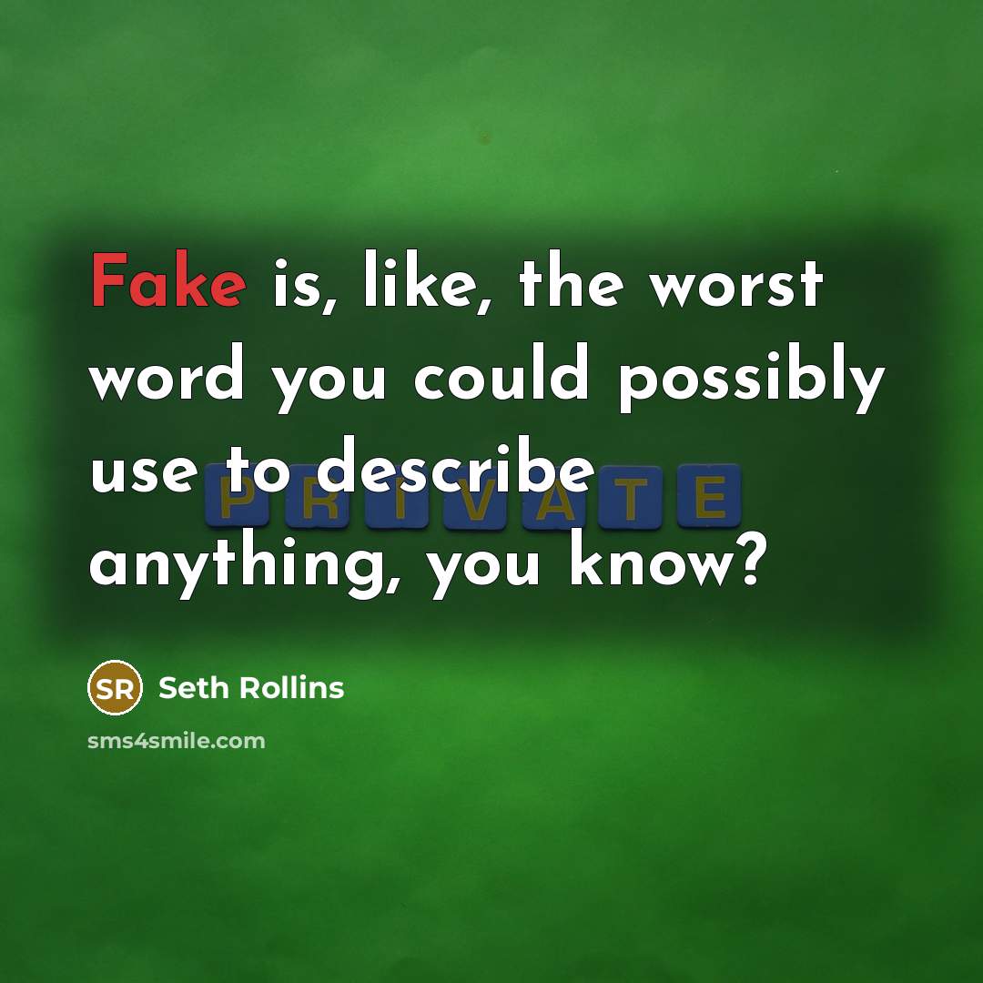 “Fake is, like, the worst word you could possibly use…” quote by Seth Rollins