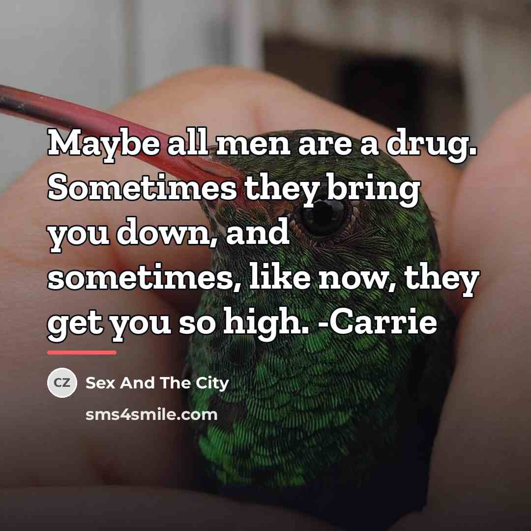 “Maybe all men are a drug. Sometimes they bring you…” quote by Sex And The City
