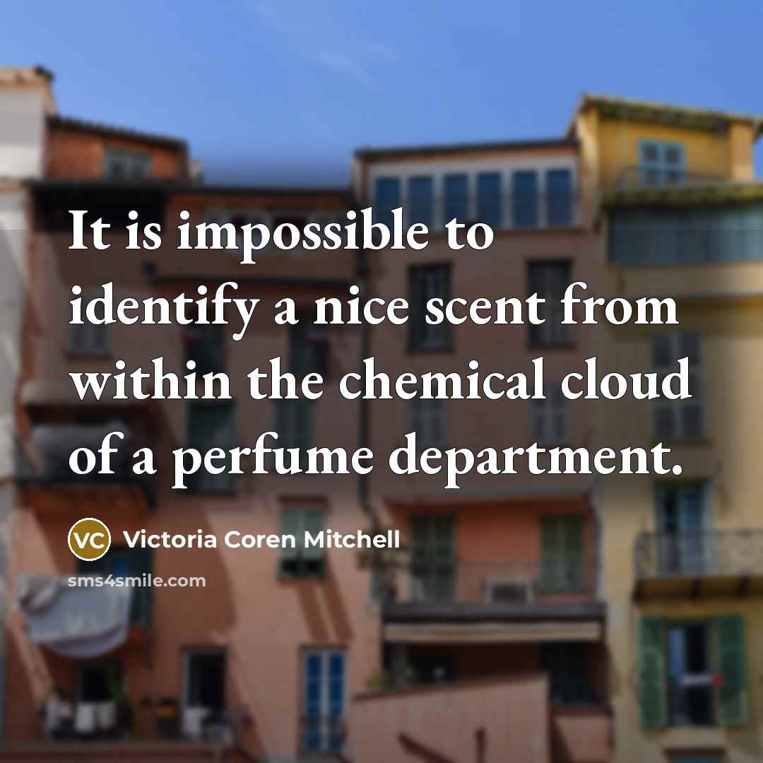 “It is impossible to identify a nice scent from within…” quote by Victoria Coren Mitchell