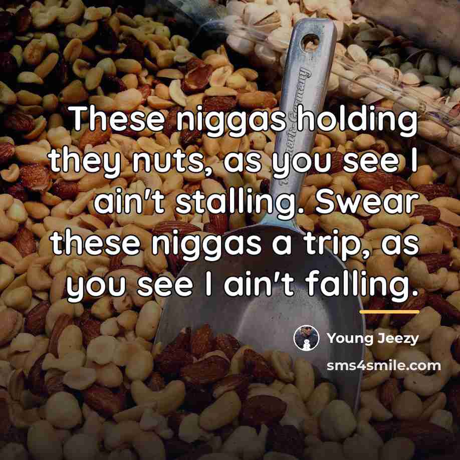 “These niggas holding they nuts, as you see I ain't…” quote by Young Jeezy