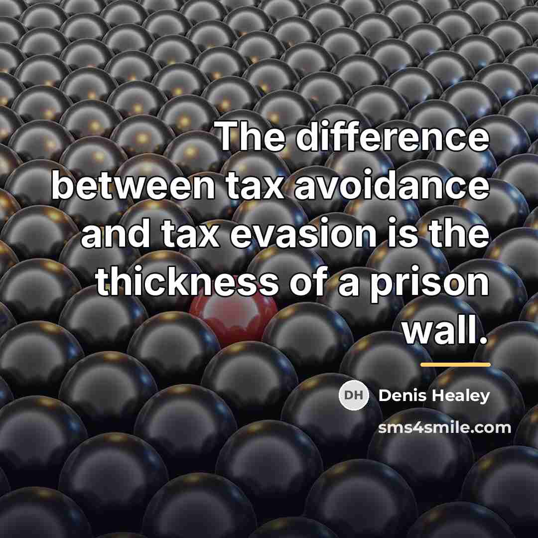 “The difference between tax avoidance and tax evasion is the…” quote by Denis Healey