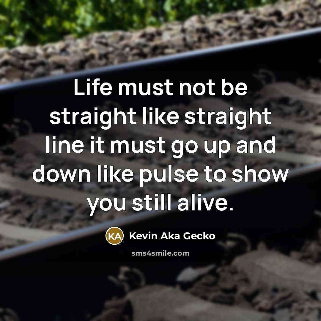 “Life must not be straight like straight line it must…” quote by Kevin Aka Gecko