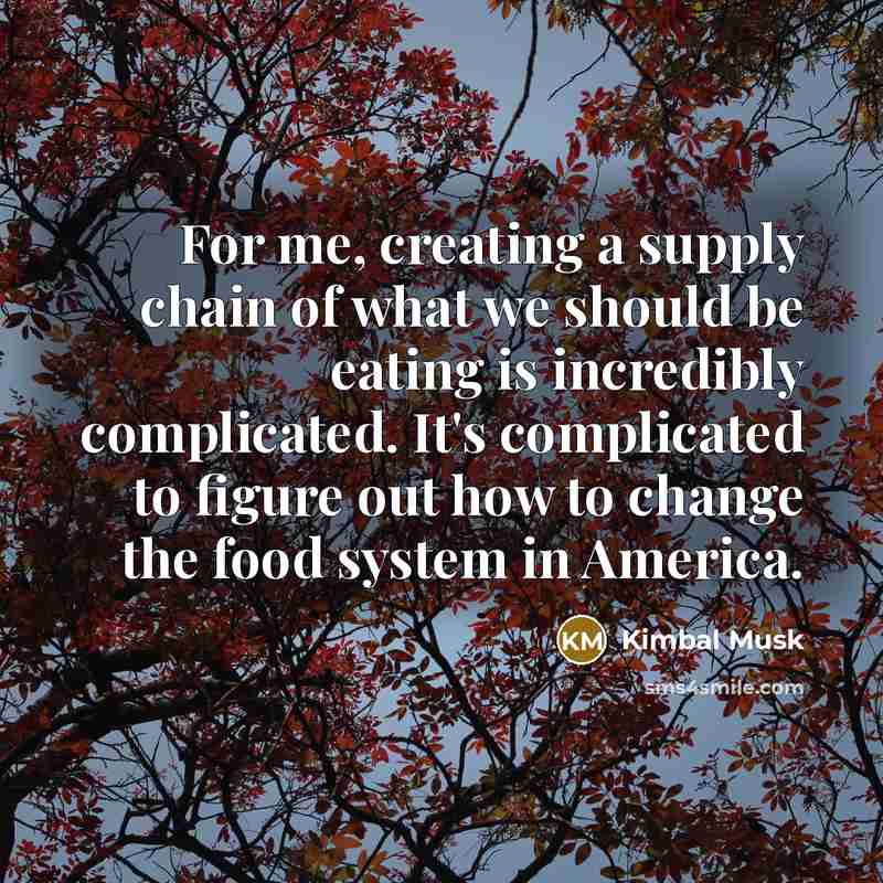 “For me, creating a supply chain of what we should…” quote by Kimbal Musk