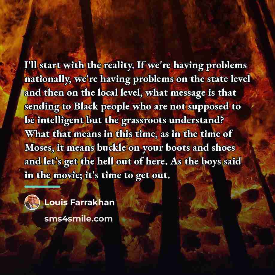 “I'll start with the reality. If we're having problems nationally,…” quote by Louis Farrakhan