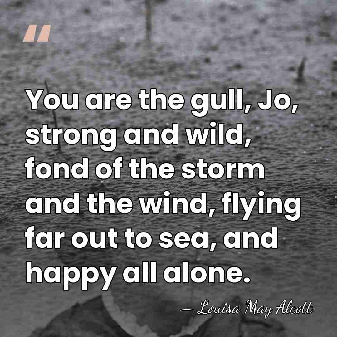 You are the gull, Jo, strong and wild, fond of the storm&hellip; - Louisa May Alcott