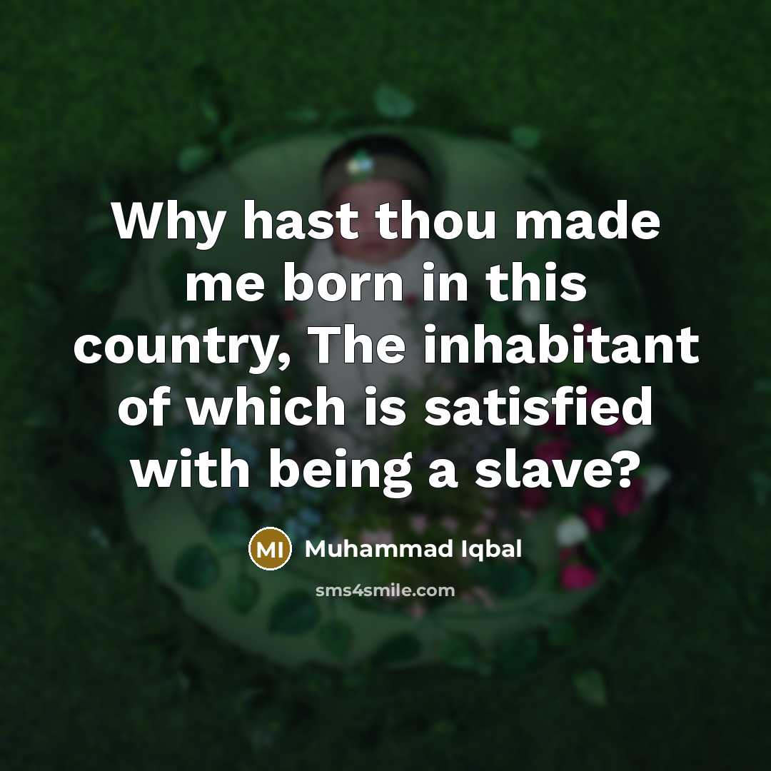 “Why hast thou made me born in this country, The…” quote by Muhammad Iqbal