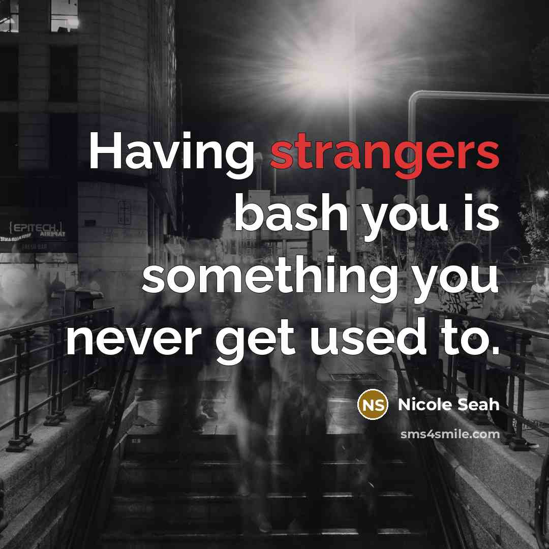 “Having strangers bash you is something you never get used to.” quote by Nicole Seah