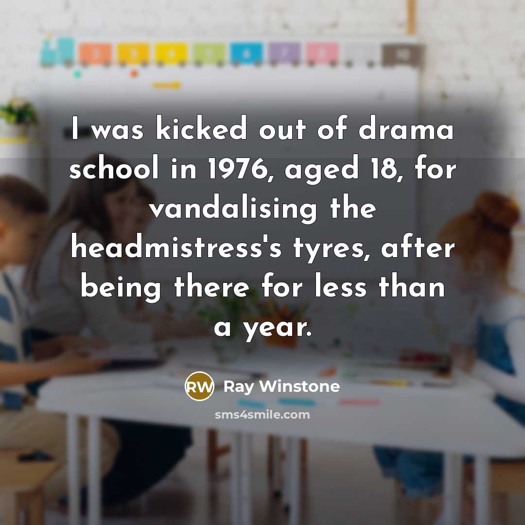 “I was kicked out of drama school in 1976, aged…” quote by Ray Winstone