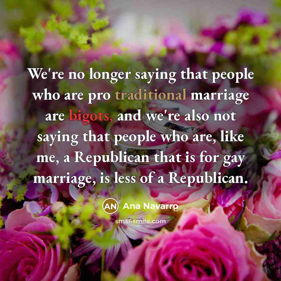 “We're no longer saying that people who are pro traditional…” quote by Ana Navarro
