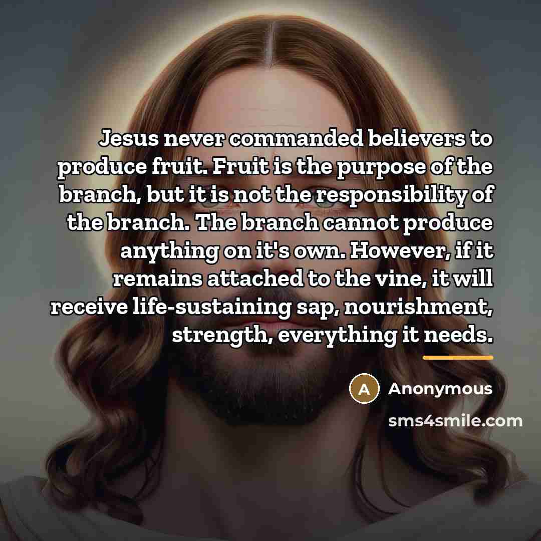 “Jesus never commanded believers to produce fruit. Fruit is the…” quote by Anonymous