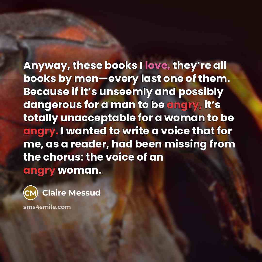 “Anyway, these books I love, they’re all books by men—every…” quote by Claire Messud
