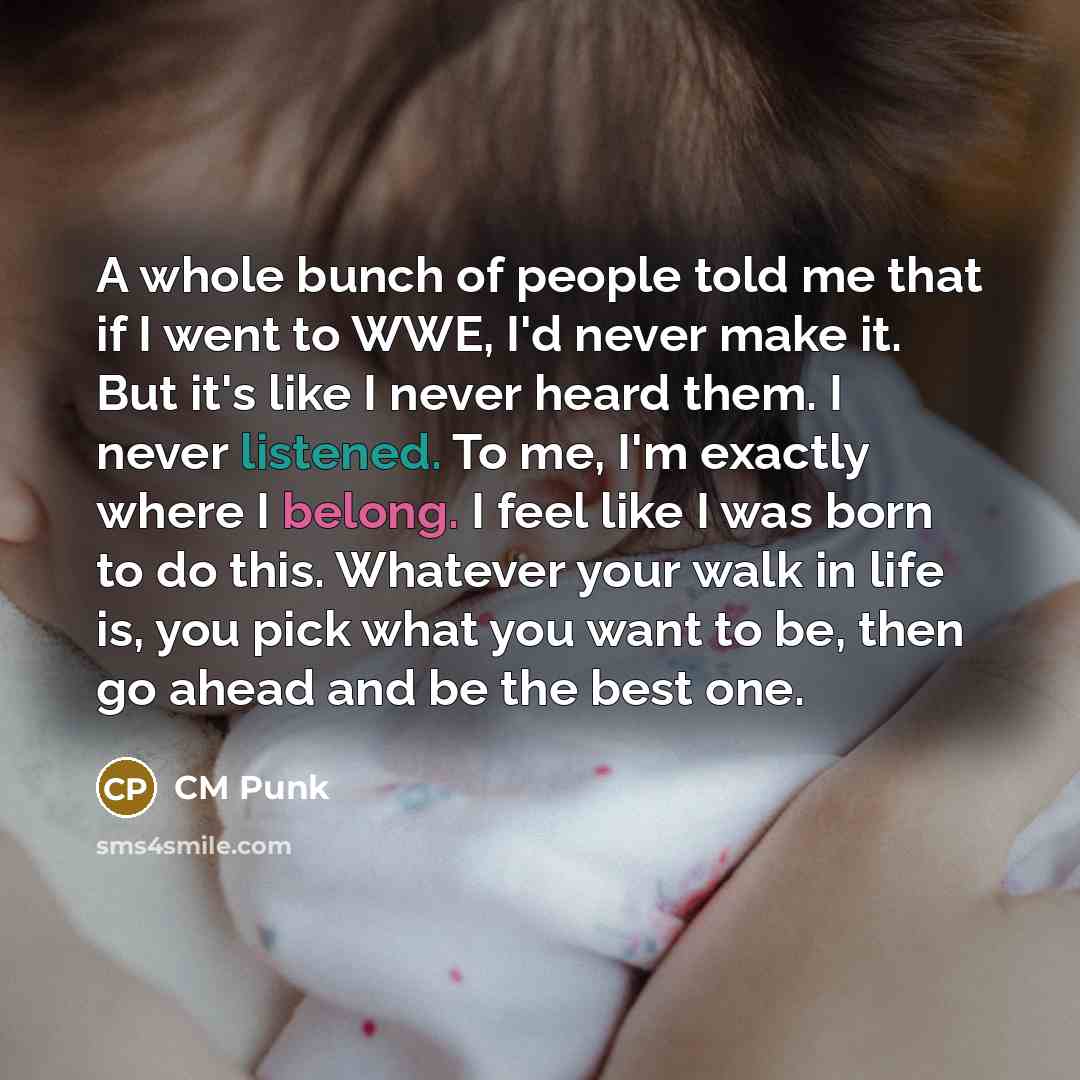 “A whole bunch of people told me that if I…” quote by CM Punk