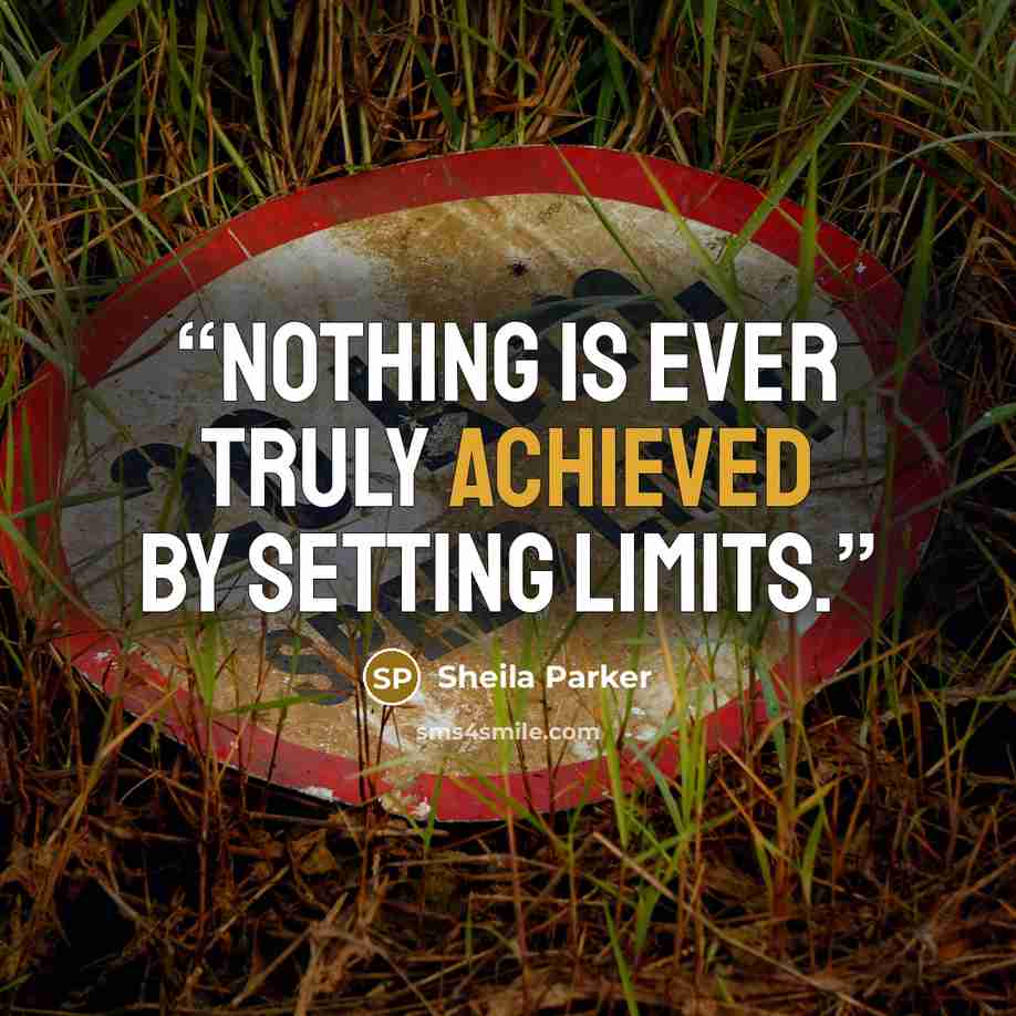 “Nothing is ever truly achieved by setting limits.” quote by Sheila Parker