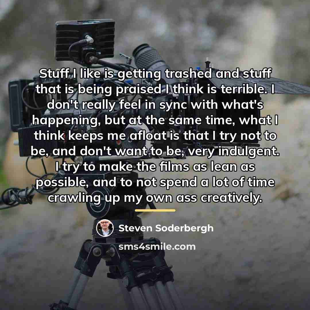 “Stuff I like is getting trashed and stuff that is…” quote by Steven Soderbergh