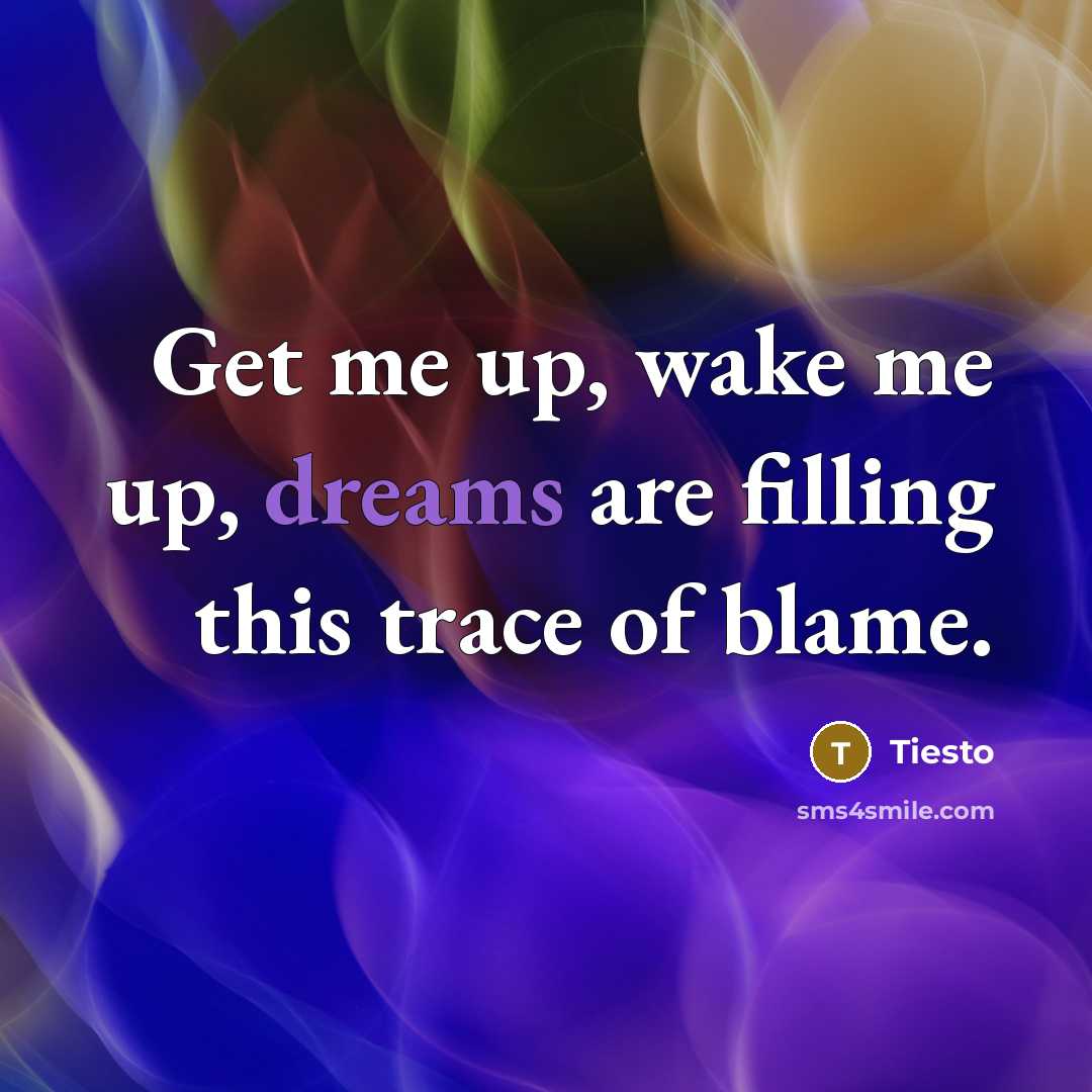 “Get me up, wake me up, dreams are filling this…” quote by Tiesto