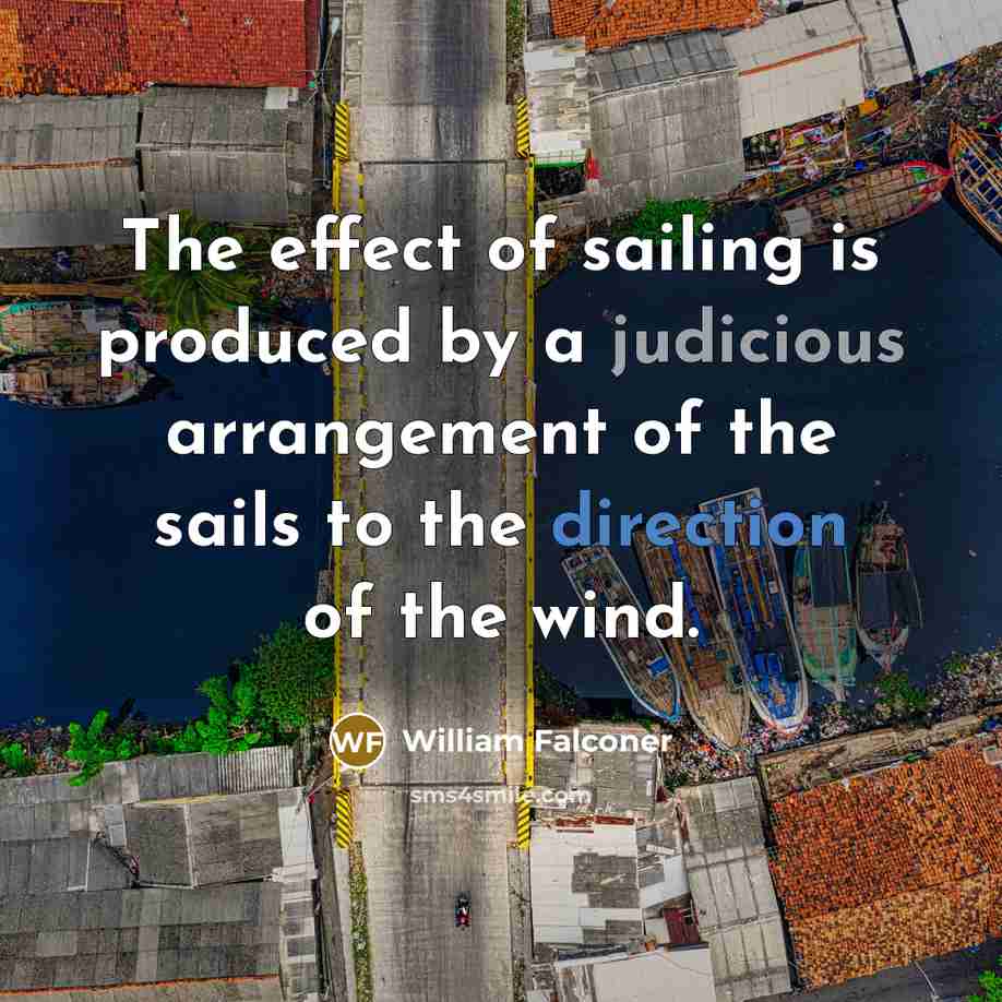“The effect of sailing is produced by a judicious arrangement of the sails to the direction of the wind.” quote by William Falconer
