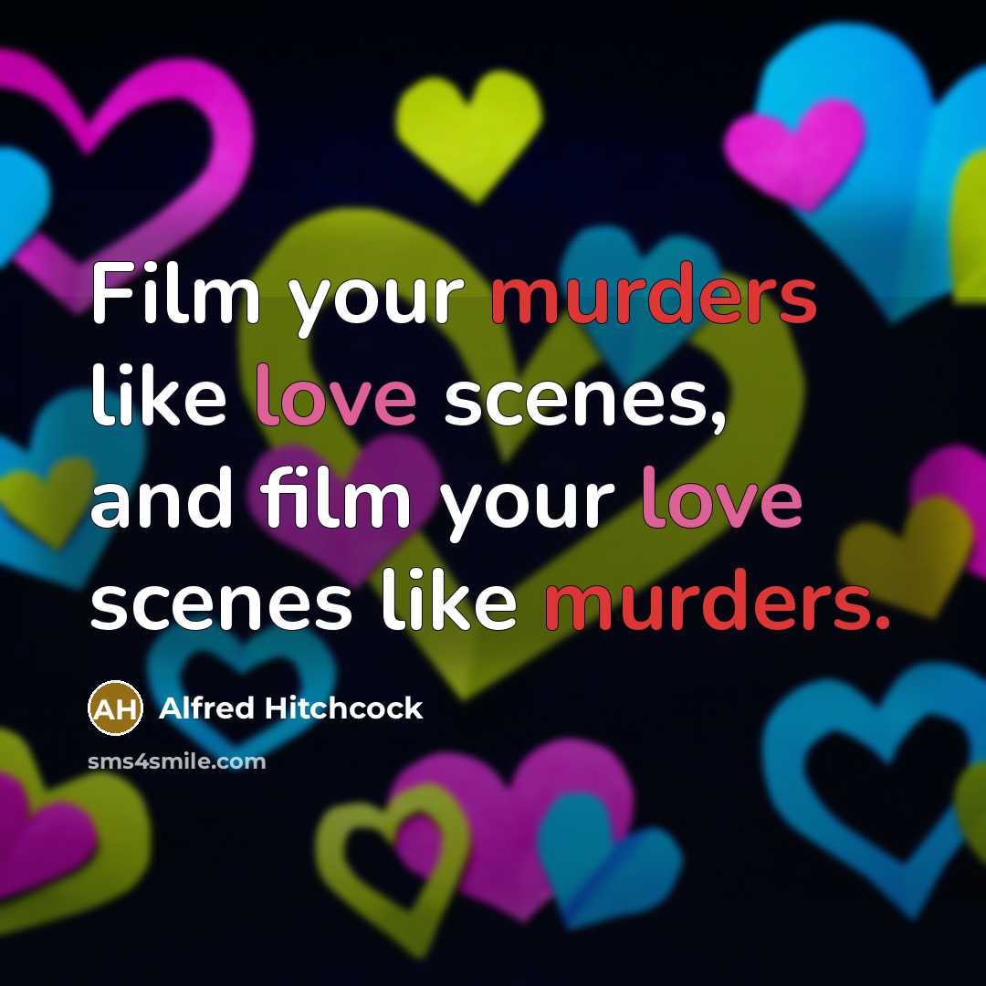 “Film your murders like love scenes, and film your love…” quote by Alfred Hitchcock