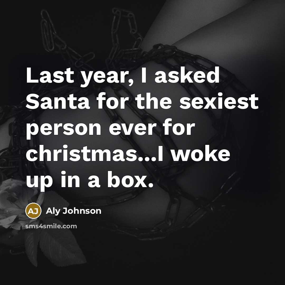 “Last year, I asked Santa for the sexiest person ever…” quote by Aly Johnson
