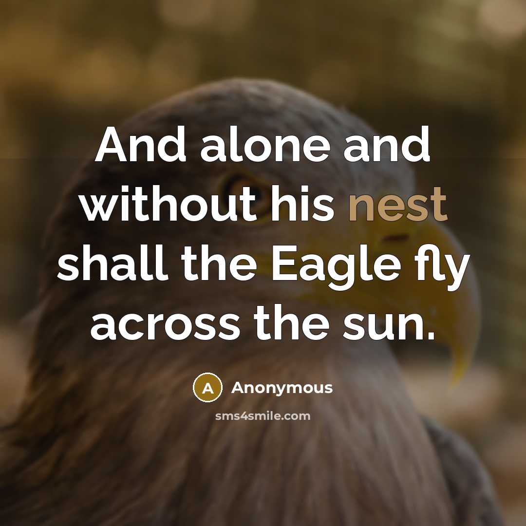 “And alone and without his nest shall the Eagle fly…” quote by Anonymous